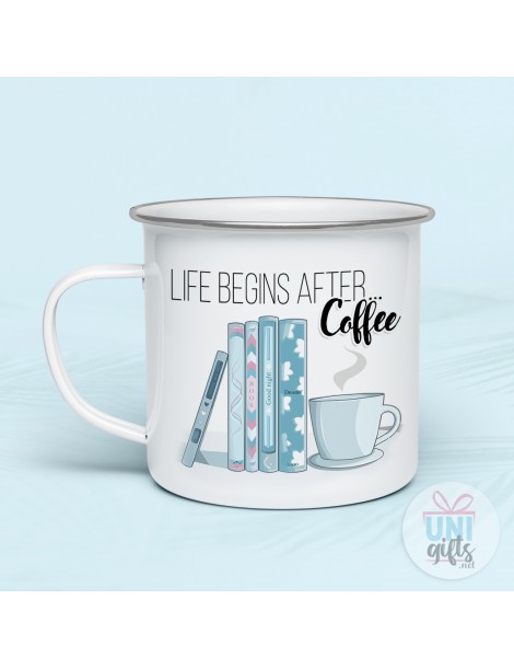 Метално канче "Life begins after Coffee"  - 1