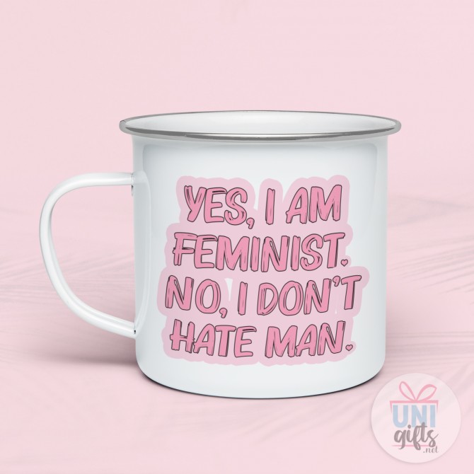 Метално канче "Yes, I am feminist"  - 1