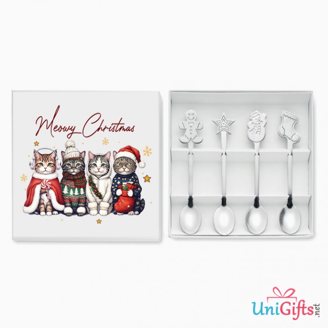 Коледни лъжички в комплект, 4 броя Meowy Christmas  - 2