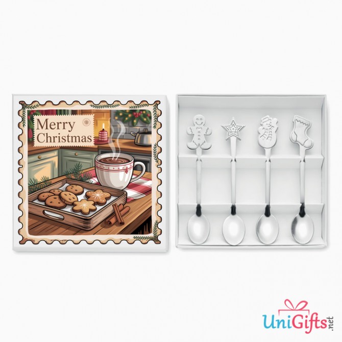 Коледни лъжички в комплект, 4 броя Vintage Merry Christmas  - 2