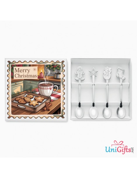 Коледни лъжички в комплект, 4 броя Vintage Merry Christmas  - 2