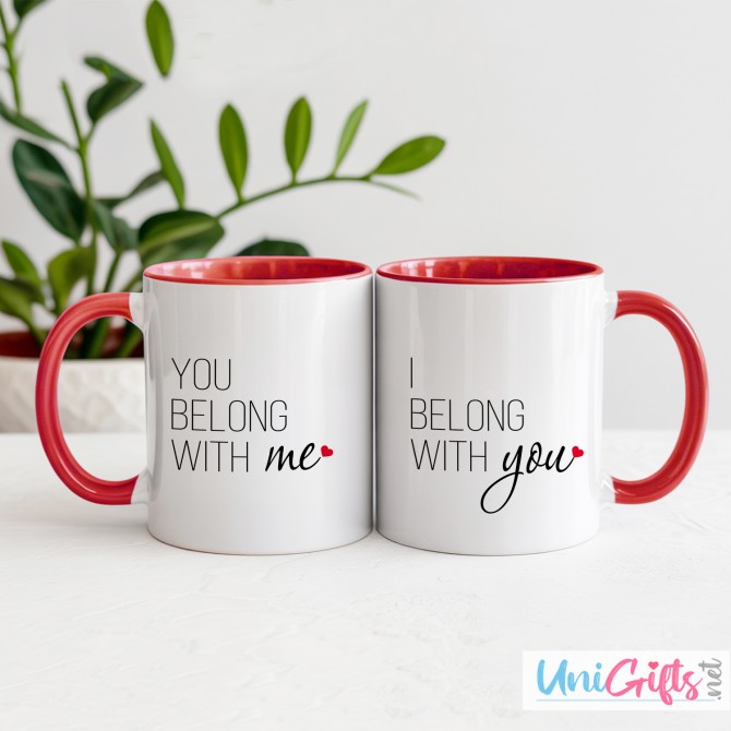 Сет чаши за двойка "I belong with you", "You belong with me"  - 2